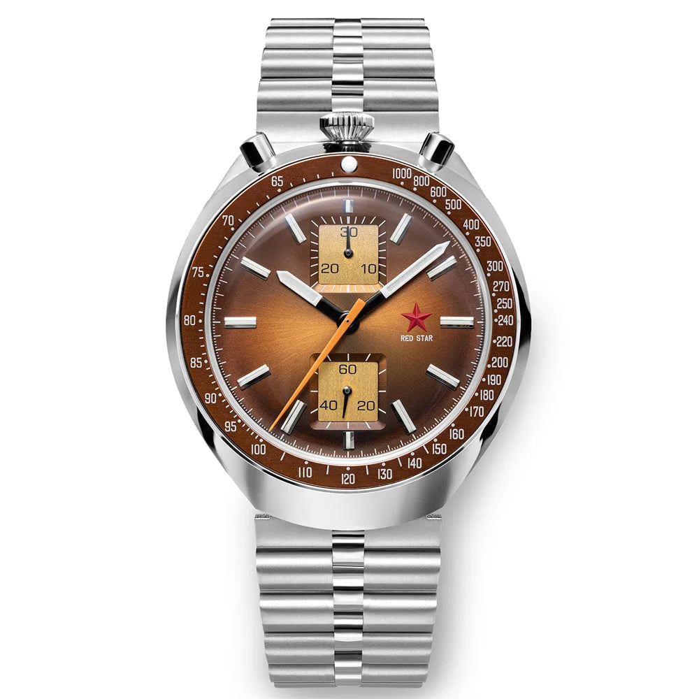 RED STAR Bull Head Chronograph Men Super Luminous 1963 ST1901 Movement 3D Bubble Mirror Pilot Mechanical Wrist Watches