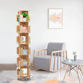 Rotating Bookshelf 6 Tiers Pine Wood 110lbs Load per Layer 0.47in Thick Panels Curved Baffle Reinforced Chassis for Kids Room