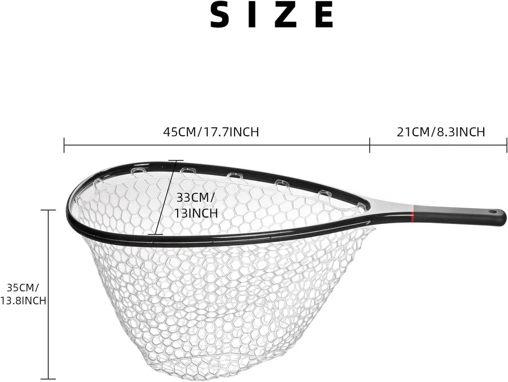 Lightweight Carbon Fiber Fly Fishing Net with Soft Rubber Mesh for Trout Catch and Release, Durable and Waterproof