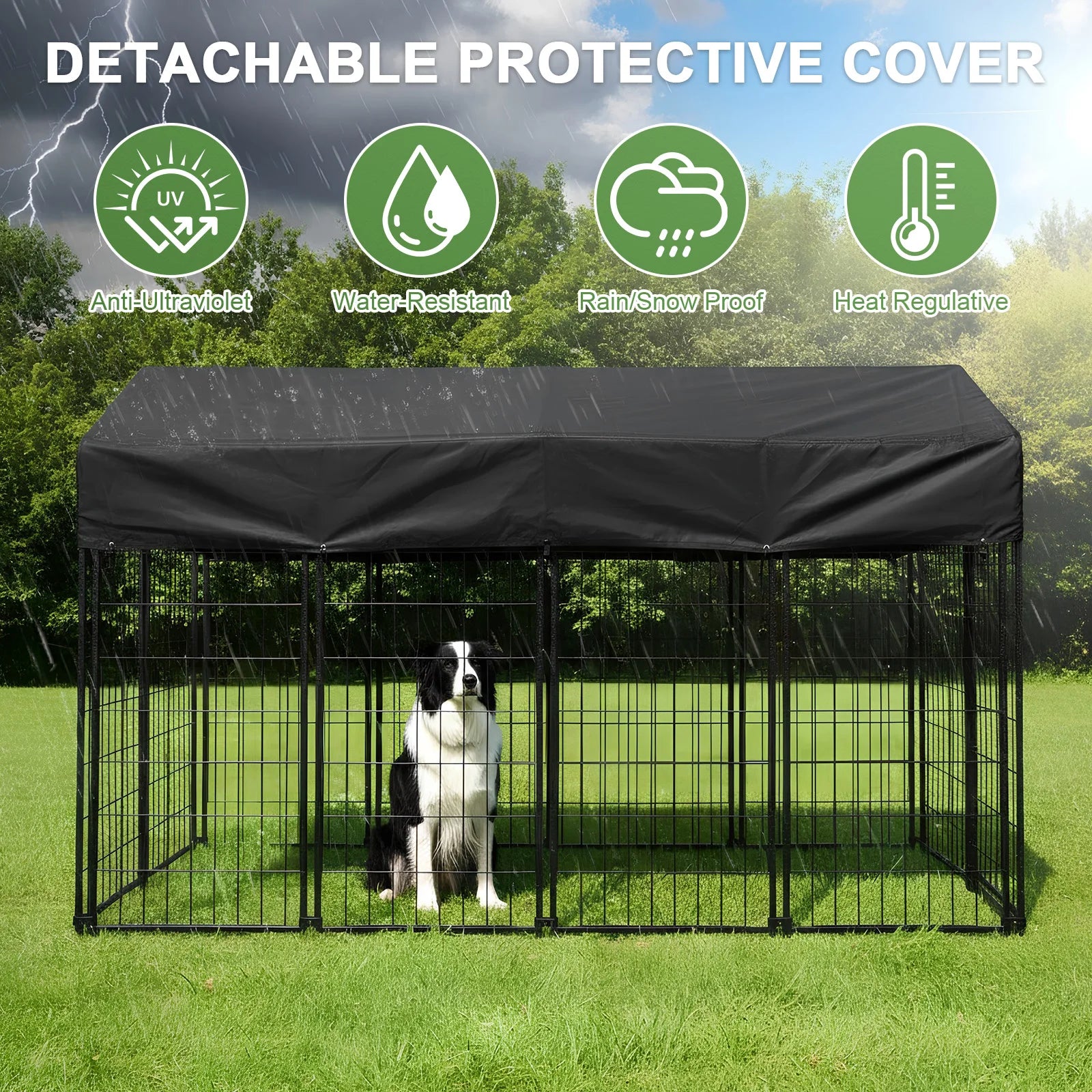 Outdoor Secure Wire Crate Kennel Anti-Rust Heavy Duty Welded Wire Steel Dog Playpen Fence Steel Material for Small/Medium Dogs