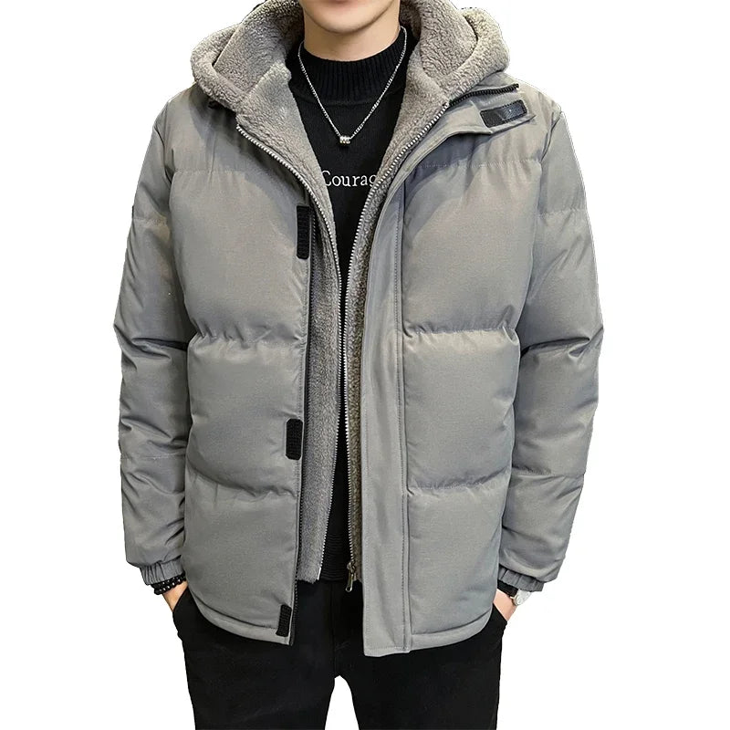 Large size cotton coat autumn and winter hooded warm and cold resistant granular velvet cotton coat men's winter clothes cotton