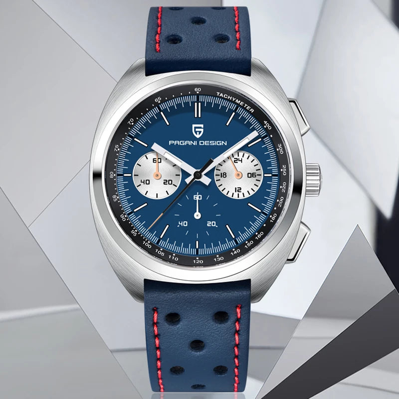 PAGANI DESIGN 2026 Retro Luxury Men's Watches Sports Chronograph VK63 Quartz Watch For Men AR Sapphire Waterproof Leather Clock