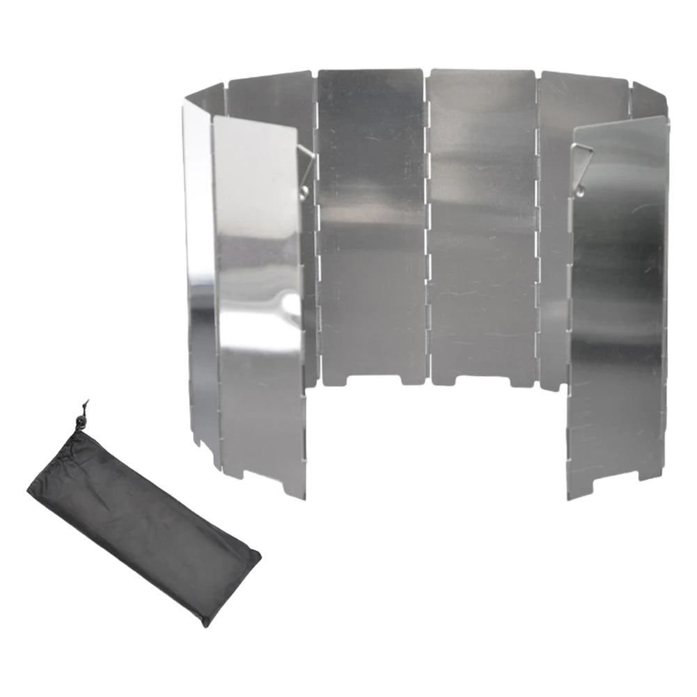 10 Plates Foldable Outdoor Stove Wind Shield Gas Stove Wind Shield Aluminum Alloy Camping Picnic Cooking Burner Windproof Screen