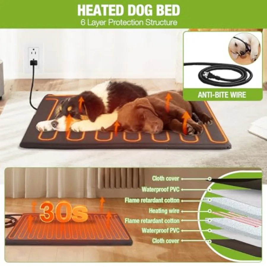 Heated Outdoor Dog House with Heavy-Duty Iron Frame and Insulated Liner for Small Medium Large Dogs in Winter Weatherproof Dog