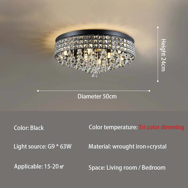 Modern LED Crystals Ceiling Lamp Living Room Decoration Bedroom Lustre Ceiling Lights Art Deco Led Chandelier Lighting Fixtures