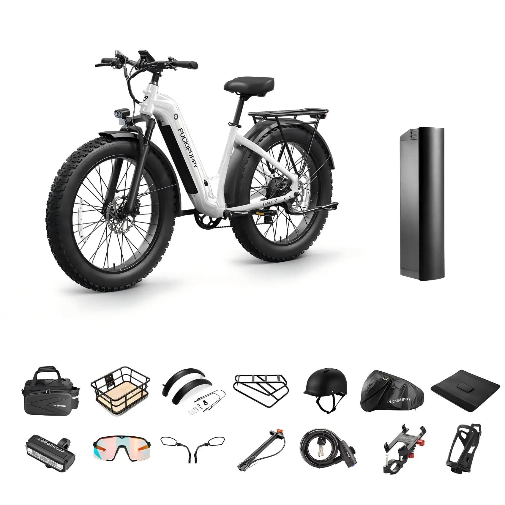 PUCKIPUPPY Beagle ST Electric Bike for Adults 26" Fat Tire Step-Through Electric Mountain Bike Off-Road Ebike 2-Year Warranty