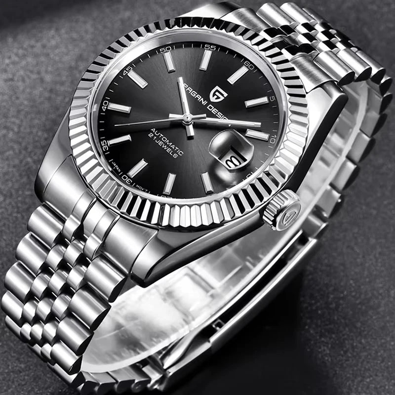 PAGANI DESIGN Mechanical Watch Men Top Brand Sapphire Automatic Watch Stainless Steel 100M Waterproof Men Watch Gift RelojHombre
