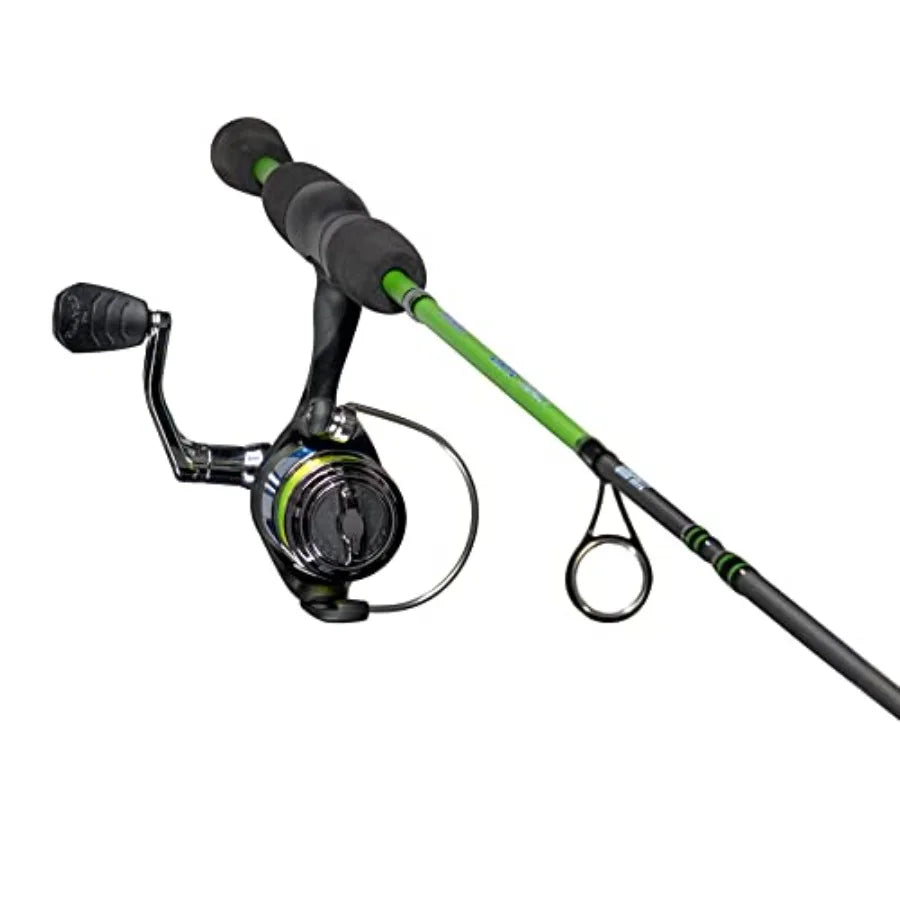 Spinning Reel and Fishing Rod Combo, 2-Piece IM6 Graphite Blank, Right or Left-Hand Retrieve, Crappie Thunder Green, 7'0"
