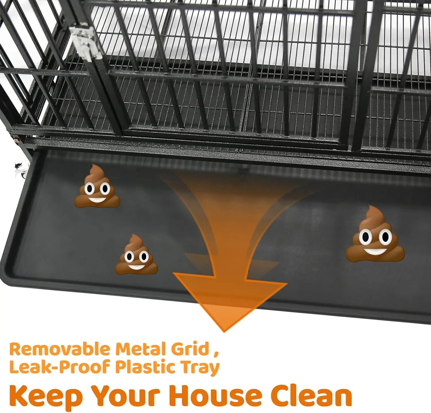 37 Inch Heavy Duty Stackable Dog Crate with Wheels, Escape-Proof Lock, Removable Tray for Medium/Small Dogs