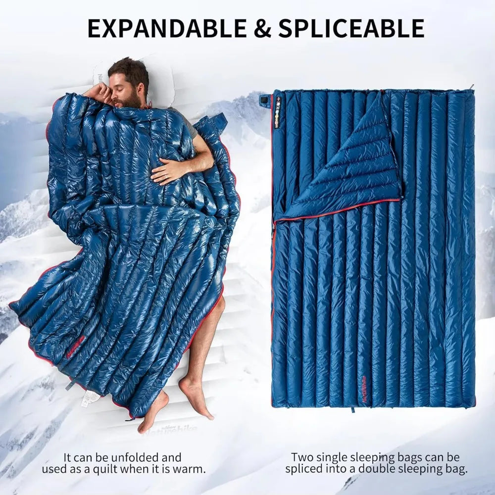 Ultralight adult backpack down sleeping bag, 650 charged 20 oz (42-52 F), 3 season hiking camping lightweight sleeping bag