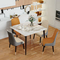 Rectangular Dining Modern Dining Desk Table Furniture with Natural Texture Sintered Stone Top Metal Frame for Dining Room
