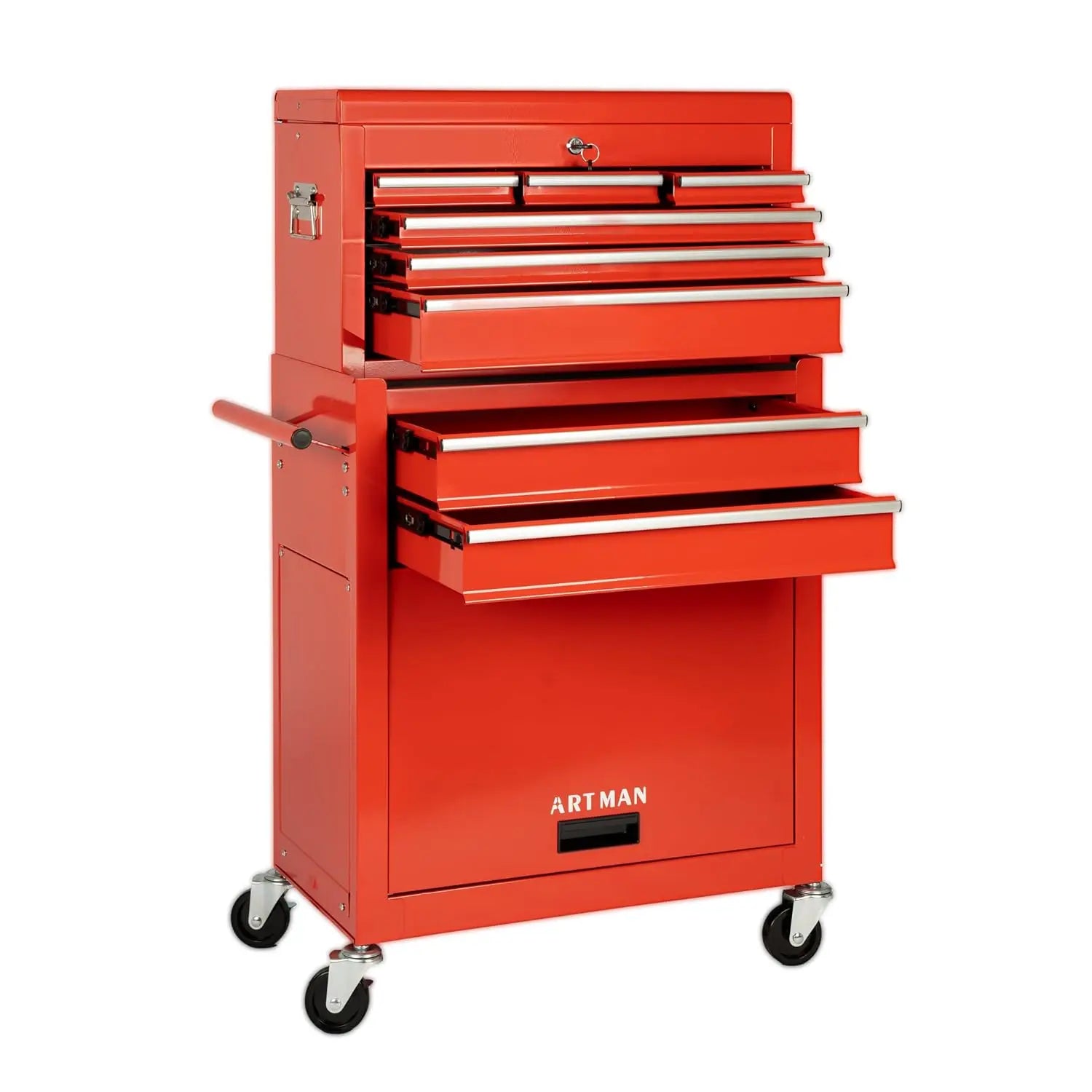 7-Drawer Heavy-Duty Rolling Tool Chest Cabinet with Lock Mobile Cart for Garage & Workshop, Black, Customized