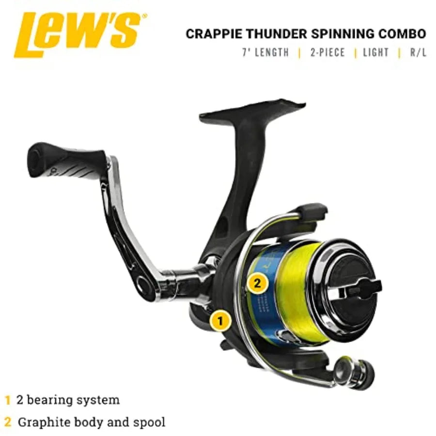 Spinning Reel and Fishing Rod Combo, 2-Piece IM6 Graphite Blank, Right or Left-Hand Retrieve, Crappie Thunder Green, 7'0"