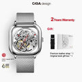 CIGA Design Mechanical Skeleton Watch for Men Women 316L Stainless Steel Square Case Automatic Movement Wrist Watches Timepiece