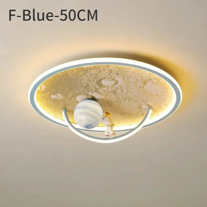 Modern Children's Room Astronaut LED Ceiling Light Bedroom Pendant Light Baby Cartoon Astronaut Moon Home Ceiling Light Fixture