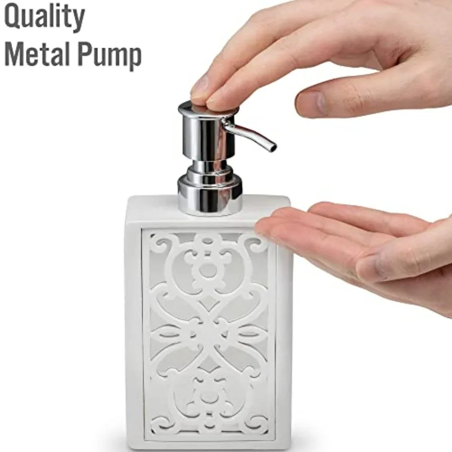 Mirror Janette White Bathroom Accessories Set Complete 6 Piece Bathroom Set Includes Soap Dispenser Toothbrush Holder Tumbler C