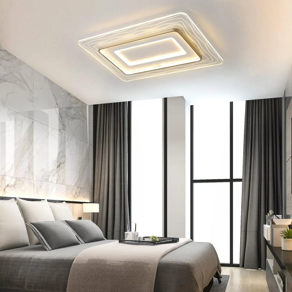 Rectangular LED Flush Mount Ceiling Light Acrylic Ultrathin Ceiling Lamp Dimmable 3500K-6000K w/Remote, L35.5 x W23inch