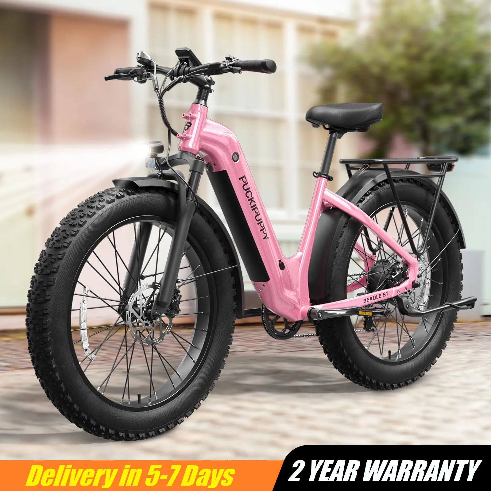 PUCKIPUPPY Beagle ST Electric Bike for Adults 26" Fat Tire Step-Through Electric Mountain Bike Off-Road Ebike 2-Year Warranty
