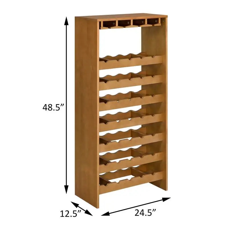 7-Tier Wine Rack for Oak Storage and Display, Space-Saving Design, Perfect for Home or Bar, Holds Multiple Bottles
