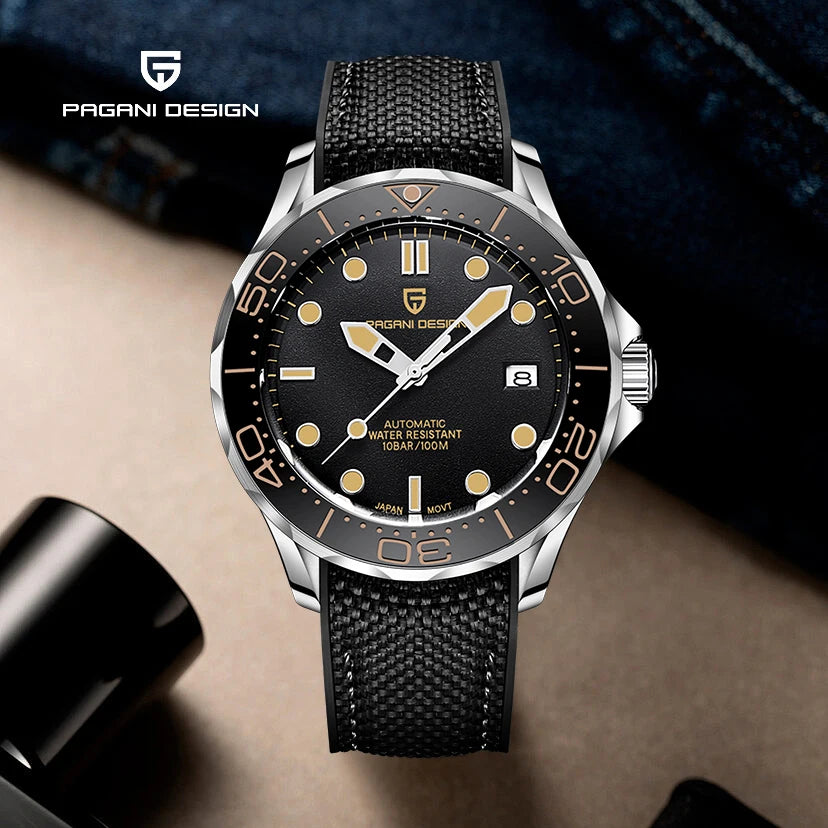 PAGANI DESIGN Luxury Automatic Watch For Men AR Sapphire crystal 100M Waterproof Diving Sport Mechanical Wristwatch Men 2026 New