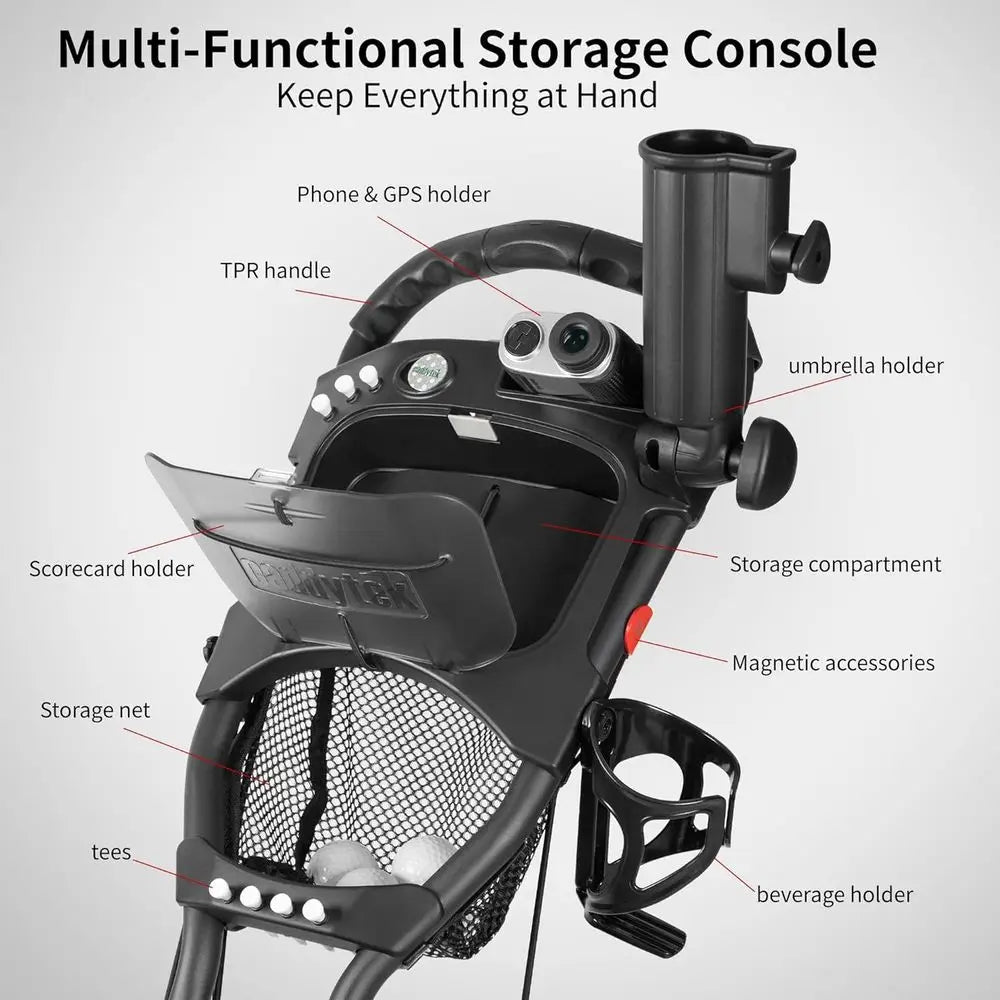Caddytek CaddyLite ONE-Swivel V8 Golf Trolley - Compact 3-Wheel Folding Cart with 360° Steering, Adjustable Handle, Cooler Baske