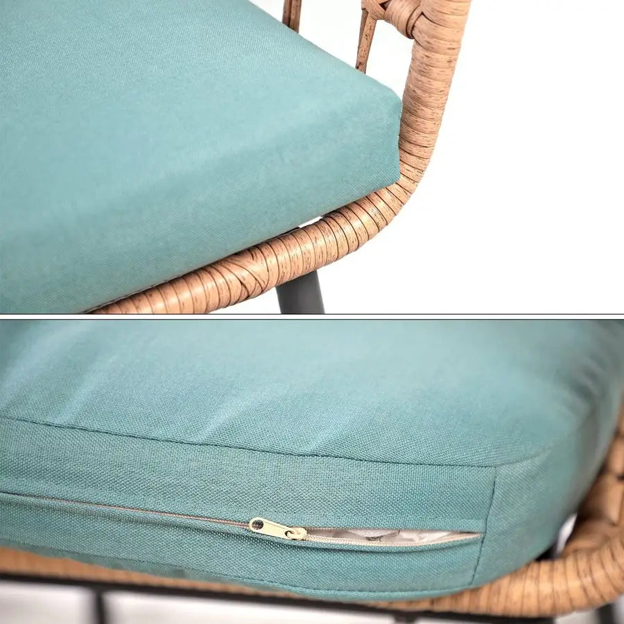 3 Piece Patio Furniture Outdoor Conversation Bistro Set with Tempered Coffee Table and Wicker Chairs for Garden Balcony Backyar