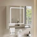 Bathroom Medicine Cabinet with Mirror, Modern Mirror Cabinet with LED Lights, Bathroom Wall Cabinet with Adjustable Shleves, Tow