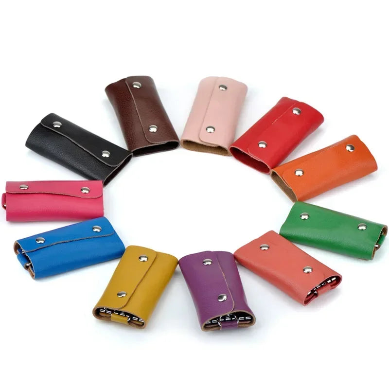 Hot Unisex Fashion Cowhide Genuine Leather Keys Holder Organizer Key Case Pouch Wallet Housekeeper