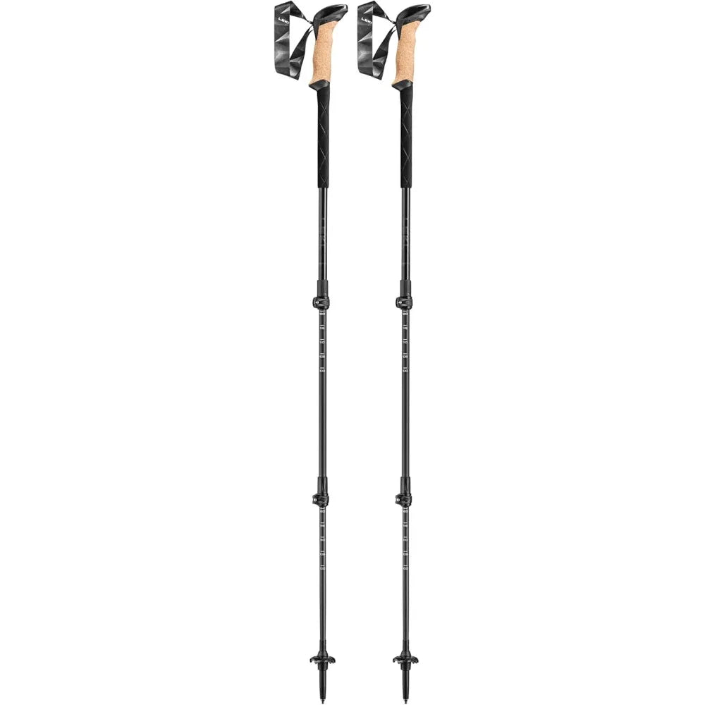 Black Series Carbon Adjustable Lightweight Walking Poles for Trekking & Hiking