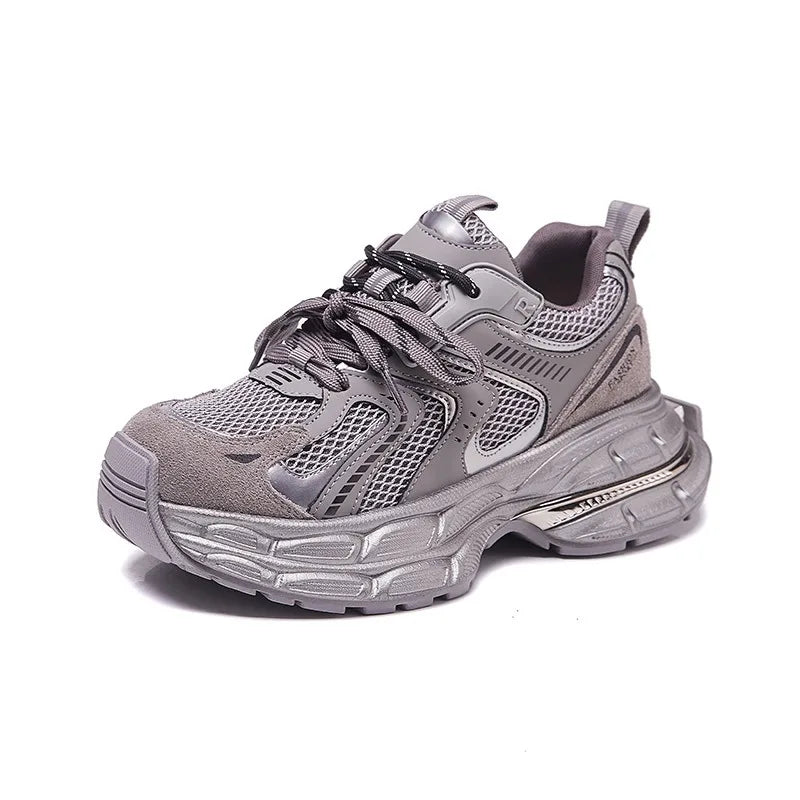 Female Soft Bottom Daddy Shoes Black Autumn and Winter Sports Female New Casual Female Thick Bottom Increase Warm Running