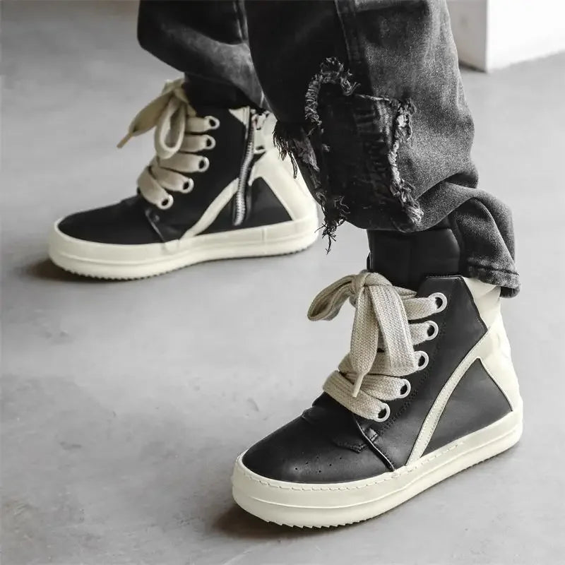 RO Same Style High-Top Long Boots Autumn/Winter Men's Shoes High Street Niche Vintage Motorcycle Versatile Sport Casual Shoes Me