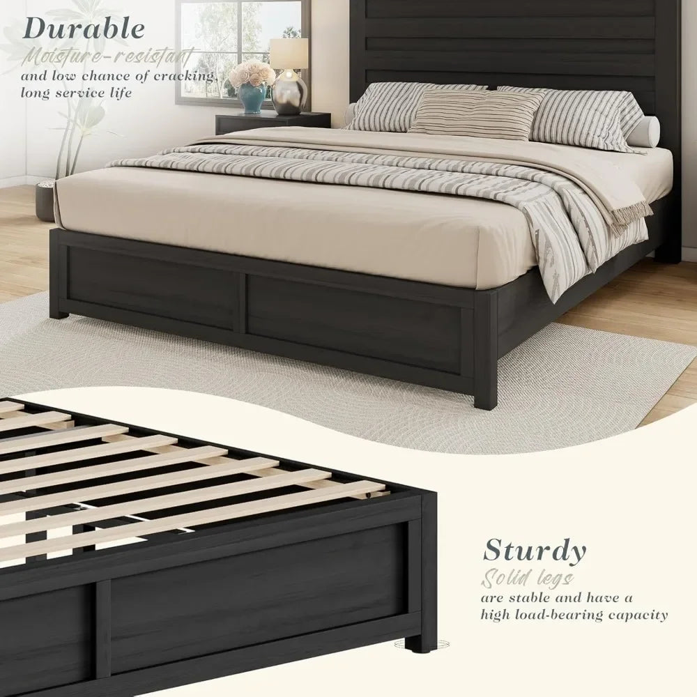 Farmhouse Bed Frame with Headboard, Platform Bed Frame with Wood Slats Support/No Box Spring Needed/Easy Assembly Customized