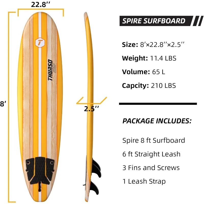 8 ft Soft Top Foam Beginner Surfboard for Adults and Kids Perfect Longboard for Surfing Beach Fun and Water Sports Lightweight