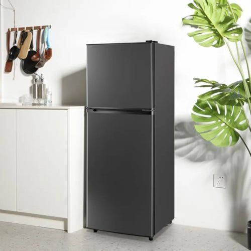 5.0 Cu.ft Mini Fridge Small Refrigerator with Drink Holder Double Door Refrigerator Adjustable Glass Shelves for Home Apartment