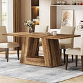 Modern Wooden Faux Marble Rectangular Dining Table for 4-6, Sturdy Base, 63" Length