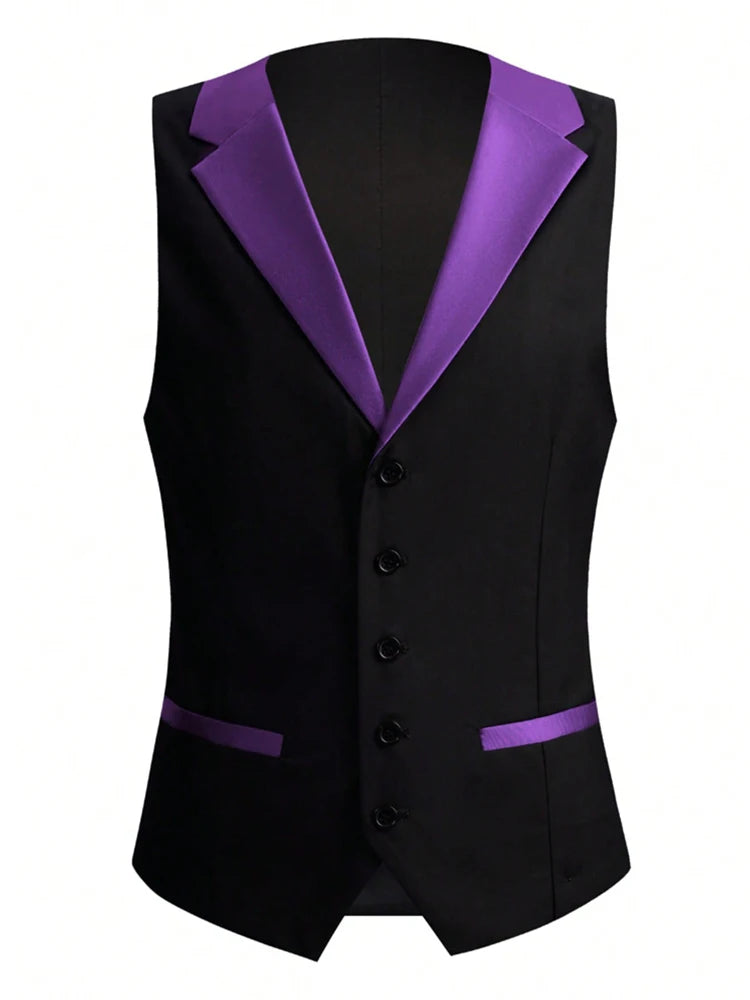 Men's three-piece suit, including tuxedo, slim-fitting suit set, suit jacket, vest, and pants, suitable for dance parties, banqu