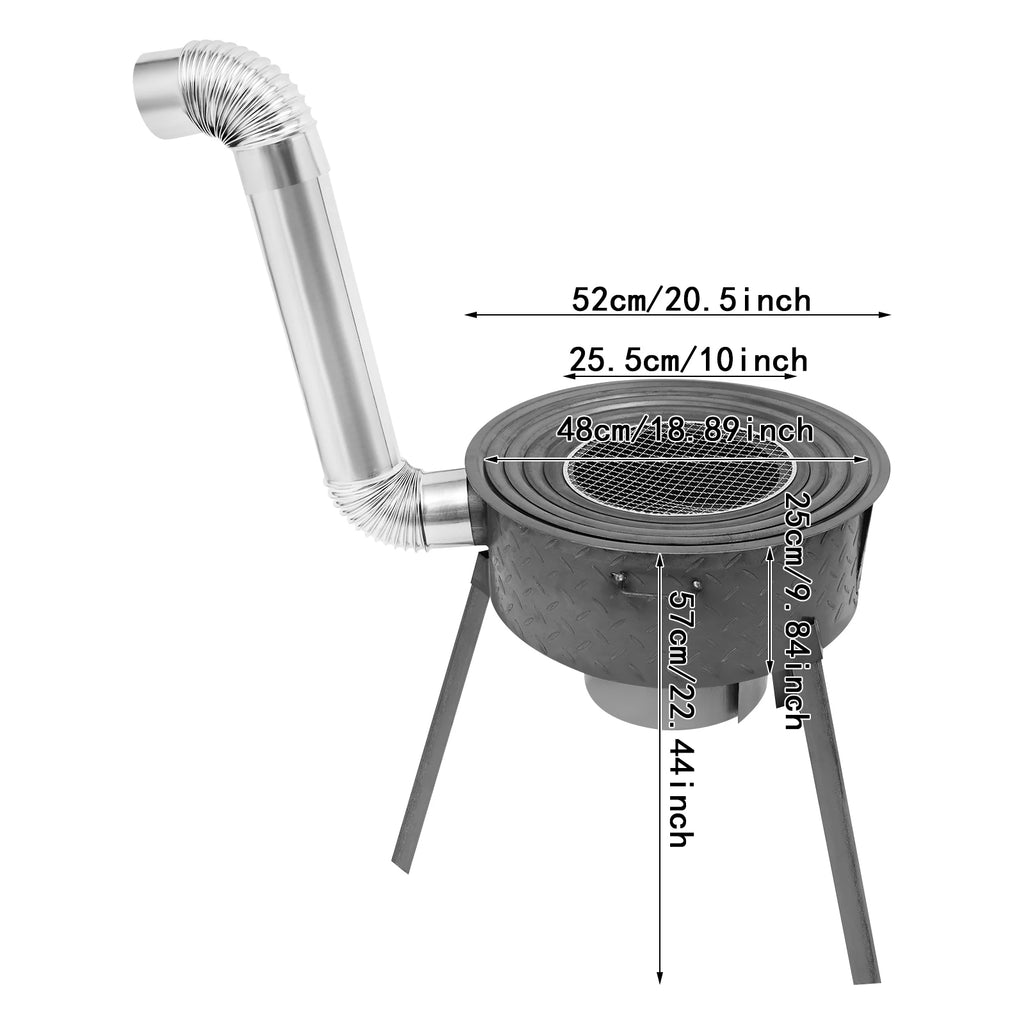 Portable Charcoal Stove, Multifunction Wood Burning Stove, Camping Stove for Outdoor/Backyard Cooking 20.5in