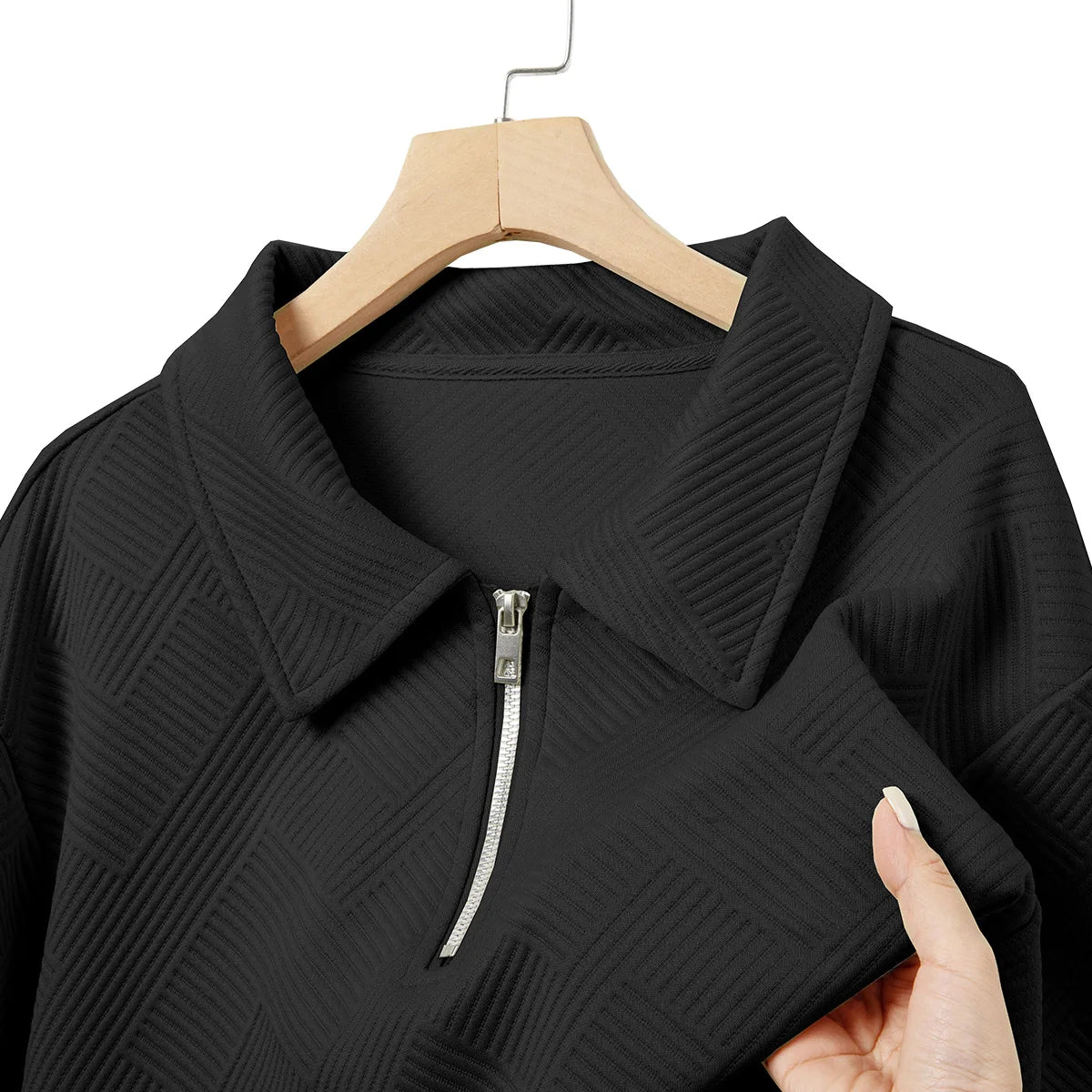 Men's solid color zipper hoodie with lapel for autumn and winter, suitable for shopping, traveling and daily wear
