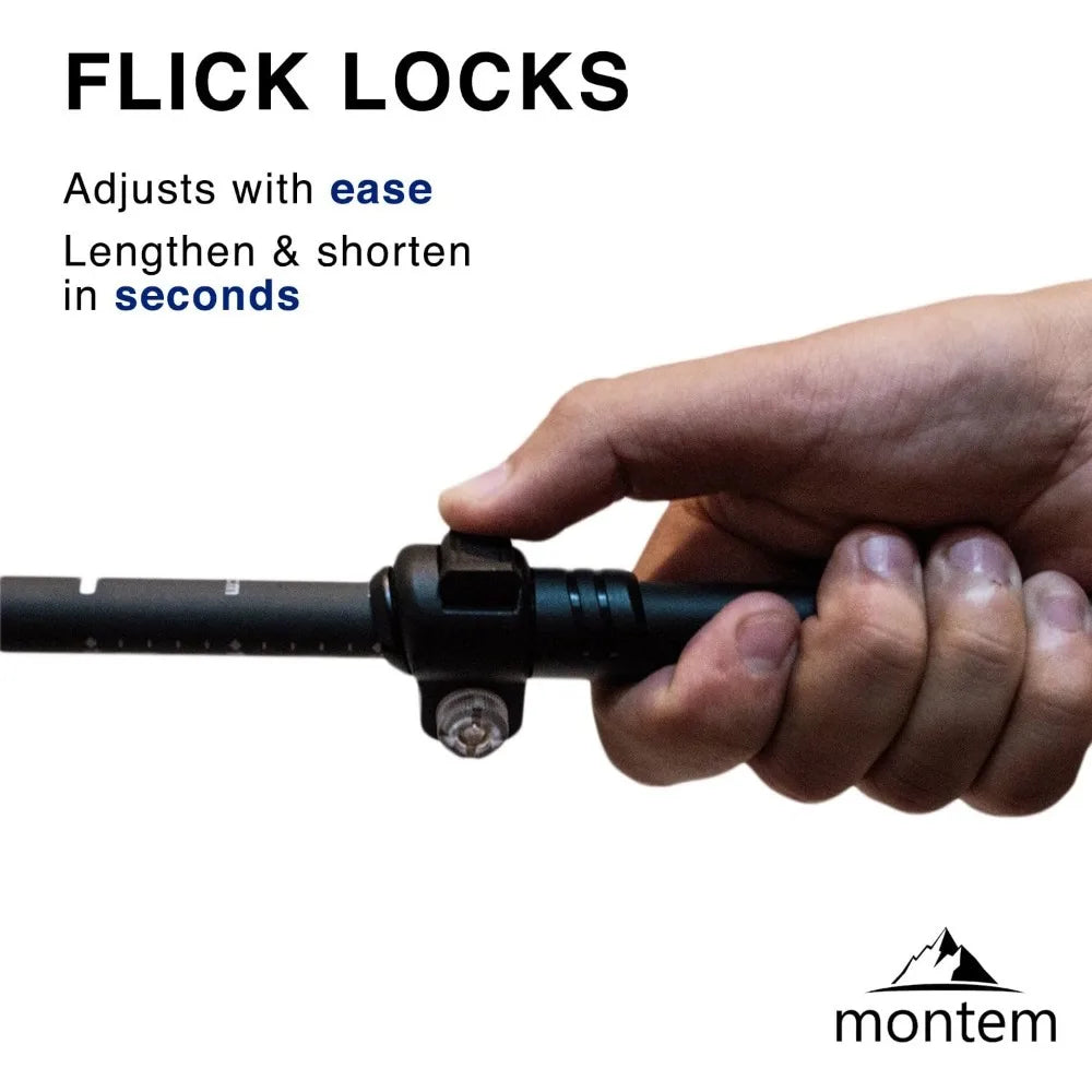 Ultra Light 100% Carbon Fiber Trekking, Walking, and Hiking Poles - One Pair (2 Poles) - Ultra Light, Quick Locking, Foldable