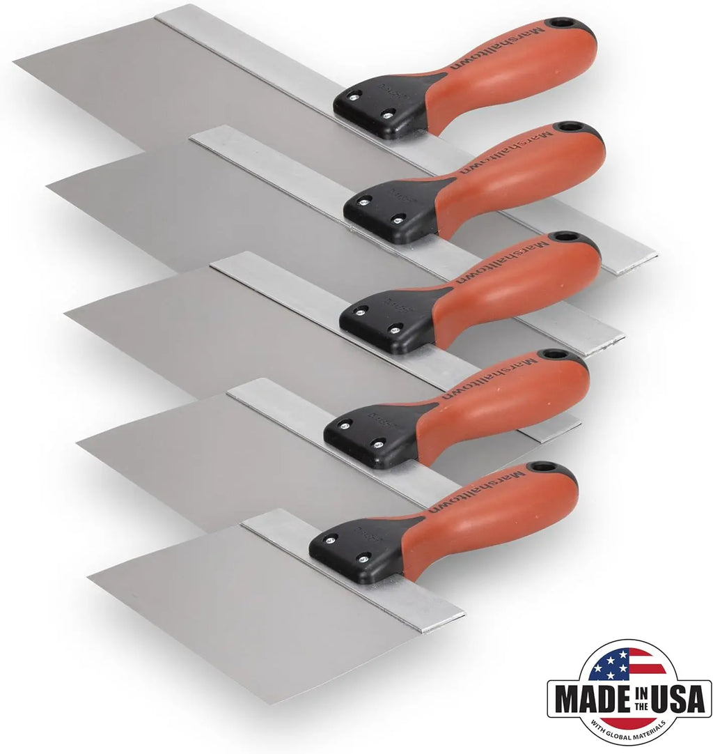 Drywall Taping Knife Set, 5-Piece Kit, 6-14 Inch Stainless Steel Blades, Made in the USA, DTKTP2