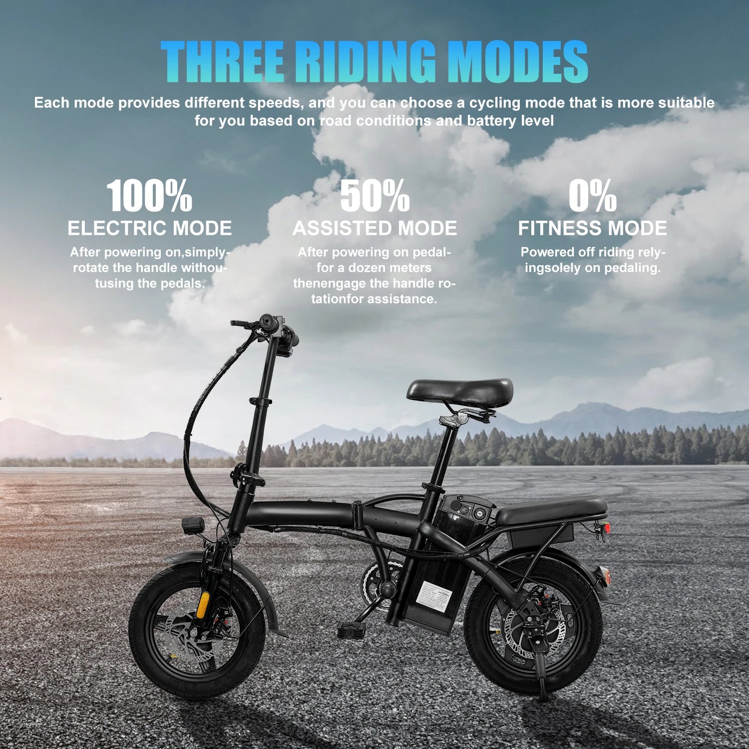 HEZZO T5 Foldable Electric Bike w/ Seat &Basket 48V 350W Motor 22Miles Range 20 MPH 14Inch Top Speed Ebike for Adults Commuting