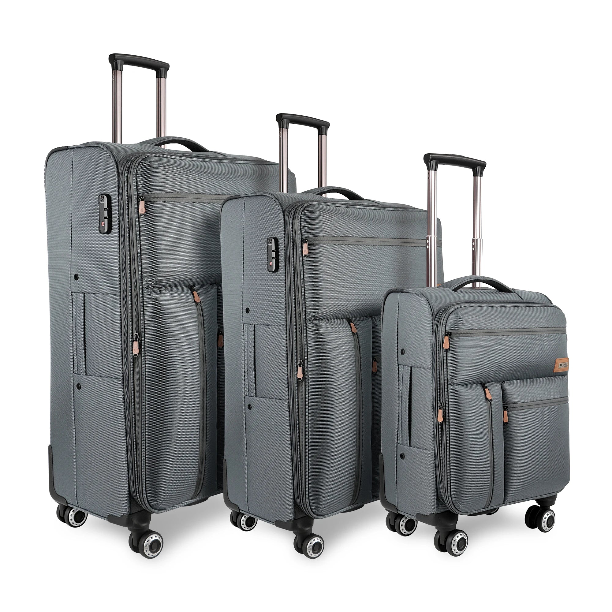 3 Piece Set Softside Luggage Upright Spinner Softshell Lightweight Suitcase Travel Set (26in/30in with 2" Expansion Gusset)
