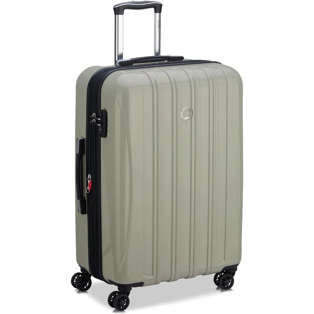 paris helium aero expandable spinner luggage, latte, medium 24 inch
