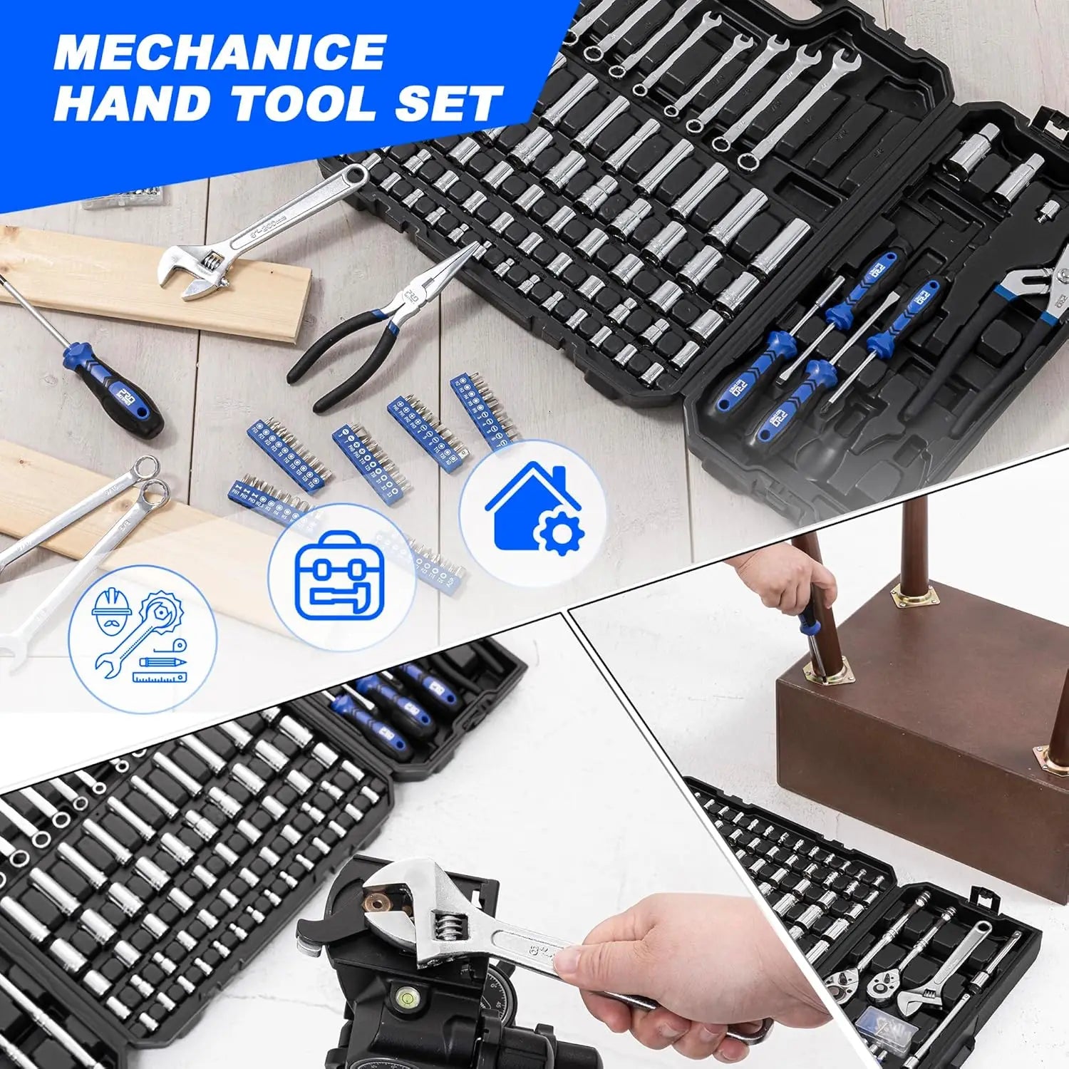 240-Piece Professional Mechanics Tool Set with SAE/Metric Sockets, Wrenches & Storage Toolbox for Auto Repair