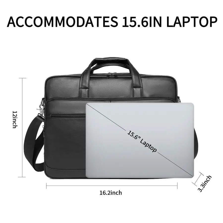 Leather Messenger Bag, 15.6 Inch 17.3 Inch Laptop Briefcase Satchel Computer Shoulder Bag Business Handbag