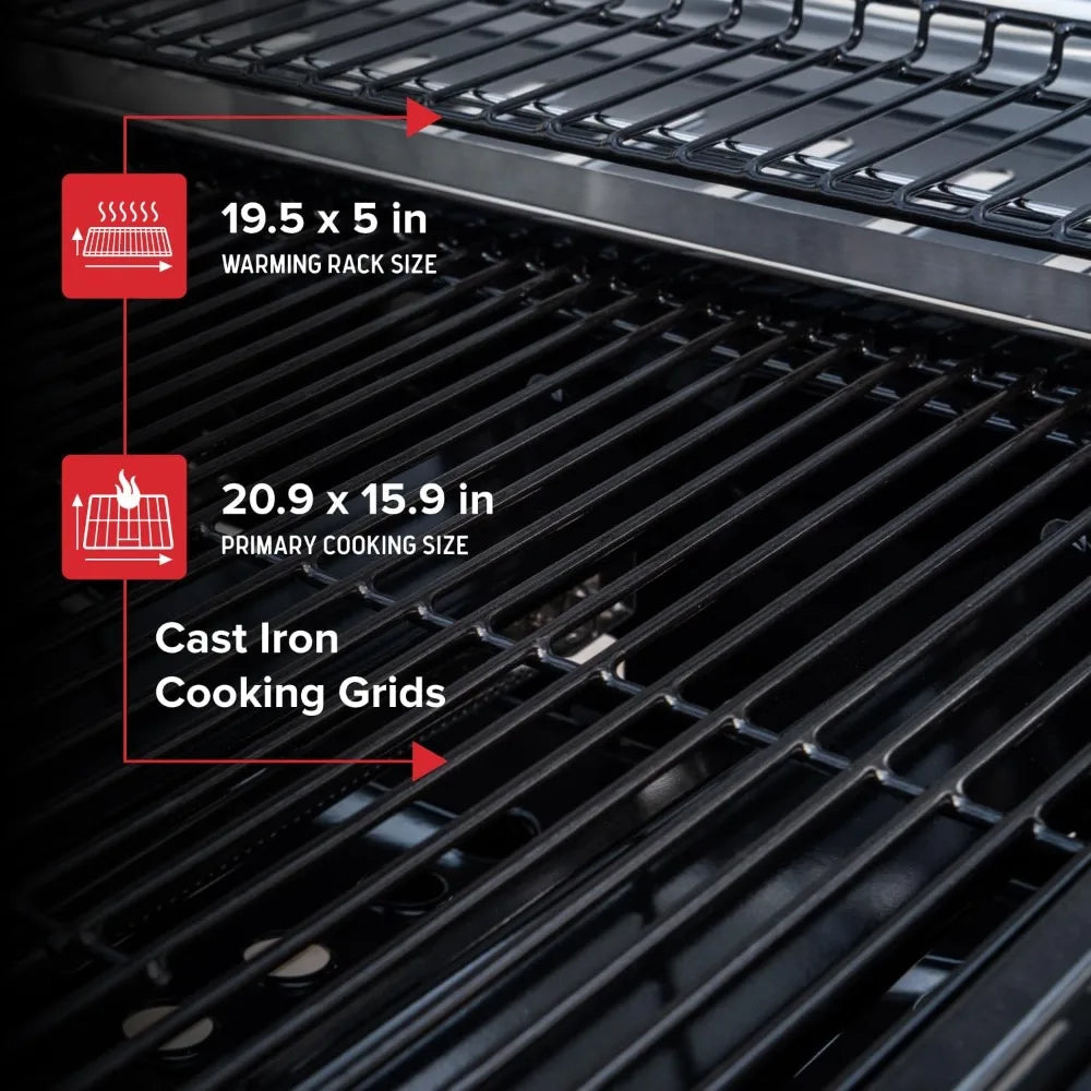 Nexgrill 3-Burner Propane Gas Grill with Side Shelves, 27,000 BTU Output, Stainless Steel Hood, Large 429 Square Inch Cooking Ar