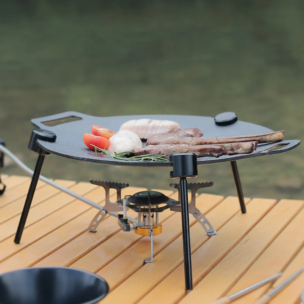 Grill Pan Korean Round Non-Stick Barbecue Plate Outdoor Travel Camping Frying Pan Home Griddle Barbecue Accessories