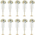Crystal Wedding Centerpieces - 10pc 29.5in Tall Gold Vases for Elegant Floral Displays