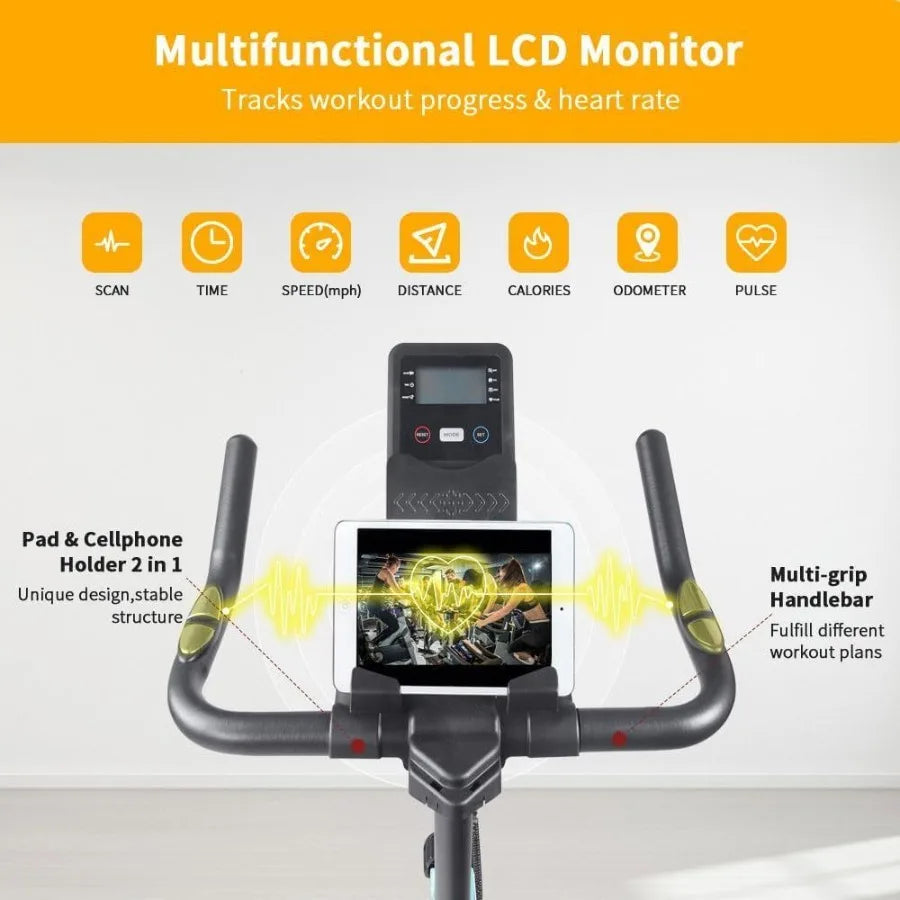 Stationary Bikes for Home Spin Indoor Exercise Bike with LCD Monitor and Comfortable Seat Cushion for Home Gym Cardio Fitness T