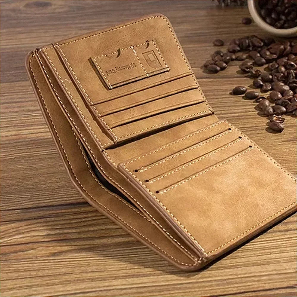 Men's Wallet Leather Billfold Slim Hipster Cowhide Credit Card/ID Holders Inserts Coin Purses Luxury Business Foldable Purse